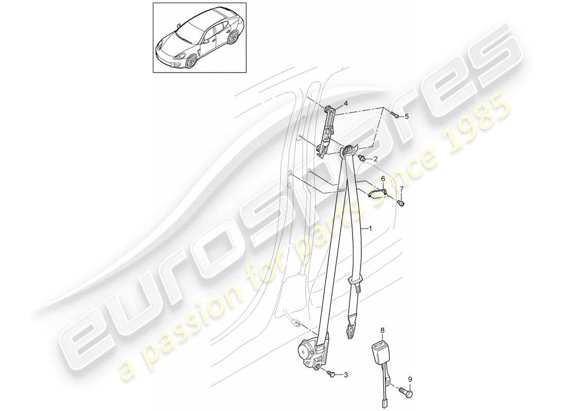 porsche 2011 (panamera 970) seat belt part diagram