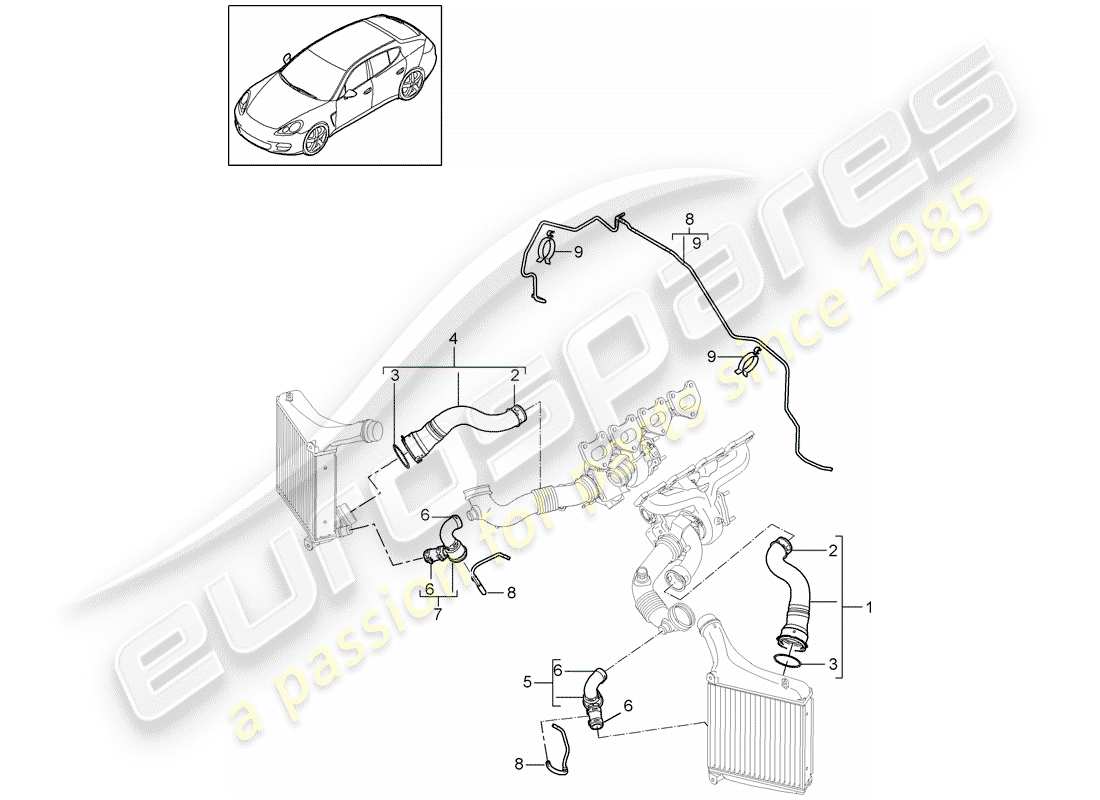 porsche 2013 (panamera 970) pressure pipe part diagram