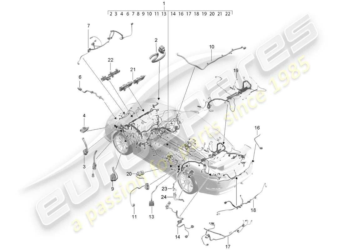 porsche 2018 (991-2 r/gt3/rs) wiring harnesses part diagram