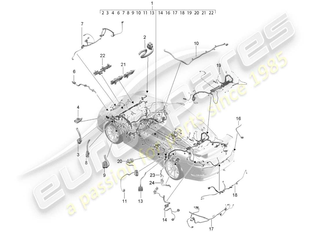 porsche 991r/gt3/rs (2018) wiring harnesses part diagram