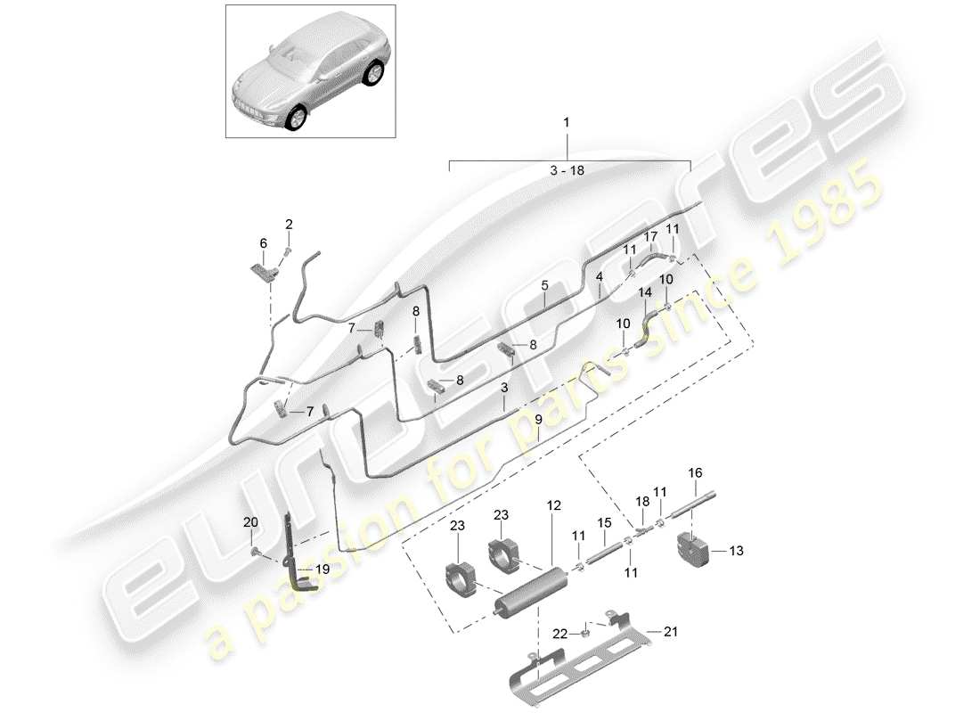 porsche 2014 (macan) fuel system part diagram