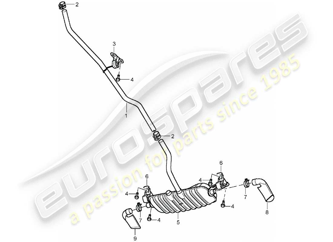 porsche 2005 (cayenne e1 9pa) exhaust system part diagram