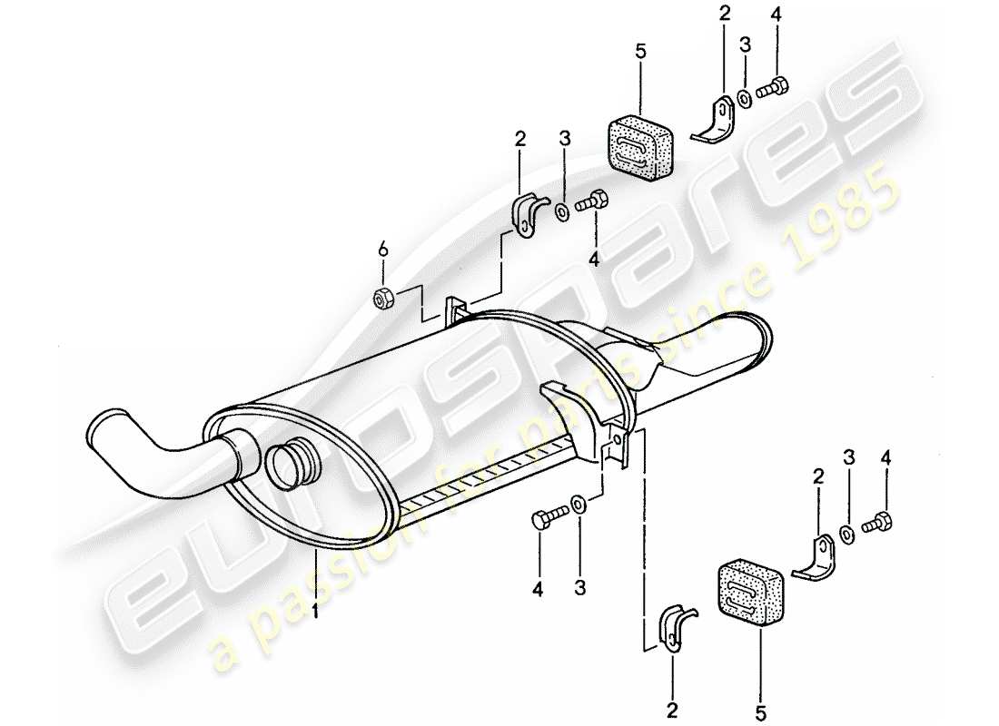 porsche 1990 (928) exhaust system - muffler - exhaust part diagram