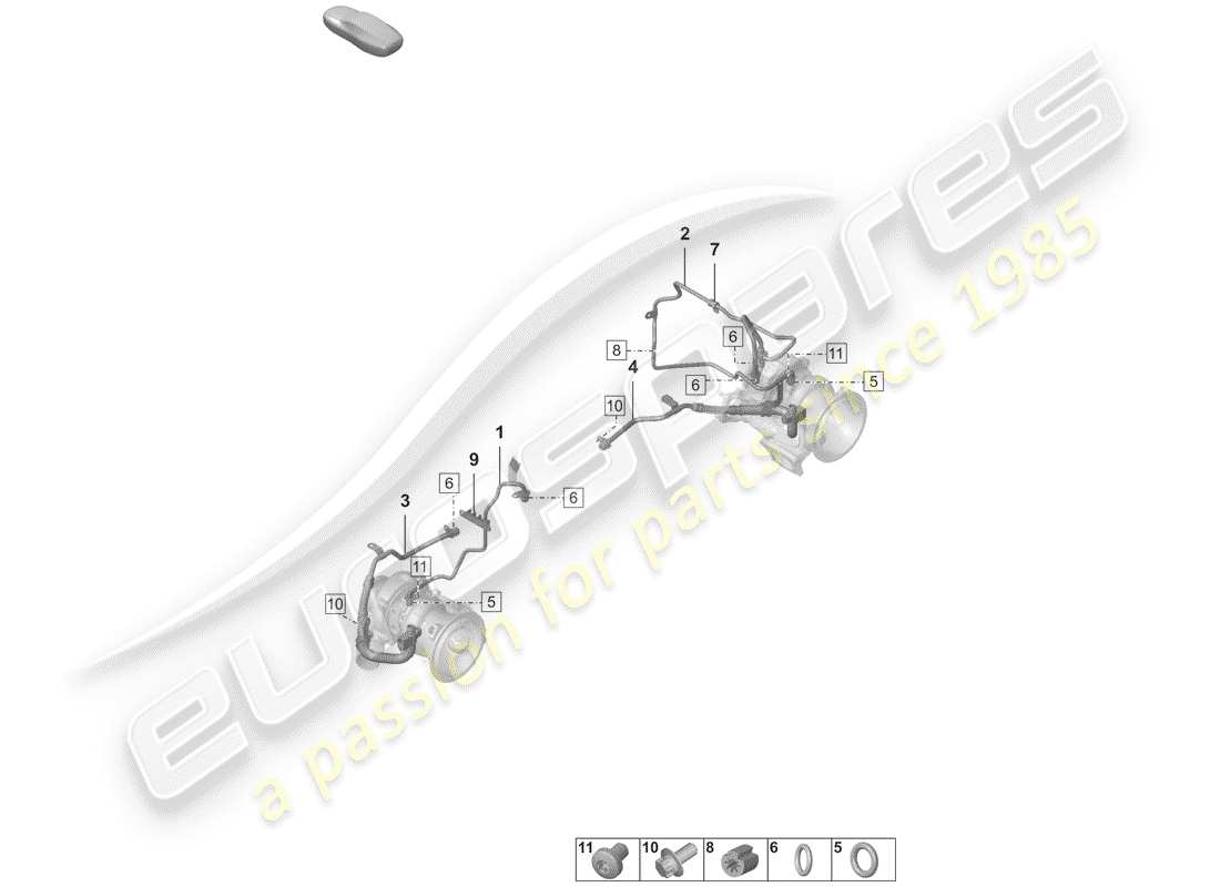 porsche 2019 (992-1) exhaust gas turbocharger part diagram