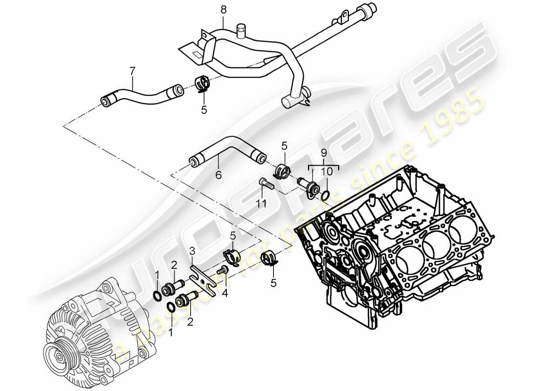 porsche 2007 (cayenne e1 9pa) water cooling 2 part diagram