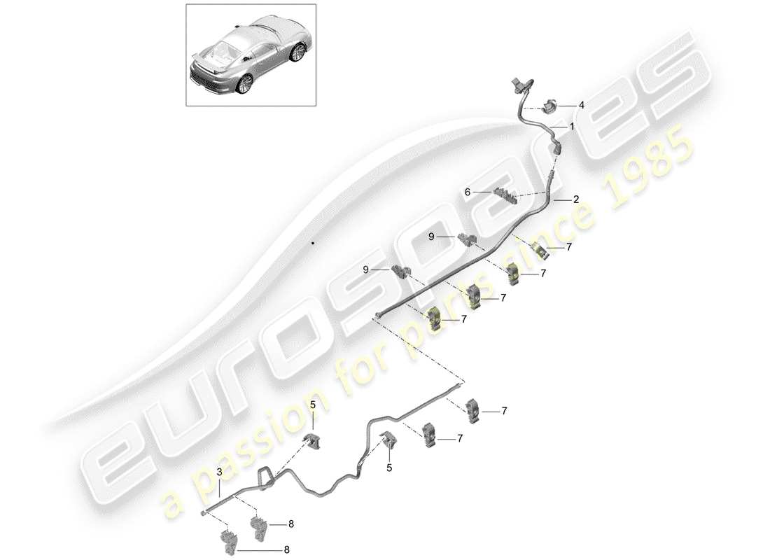 porsche 2014 (991-1 r/gt3/rs) vacuum line part diagram