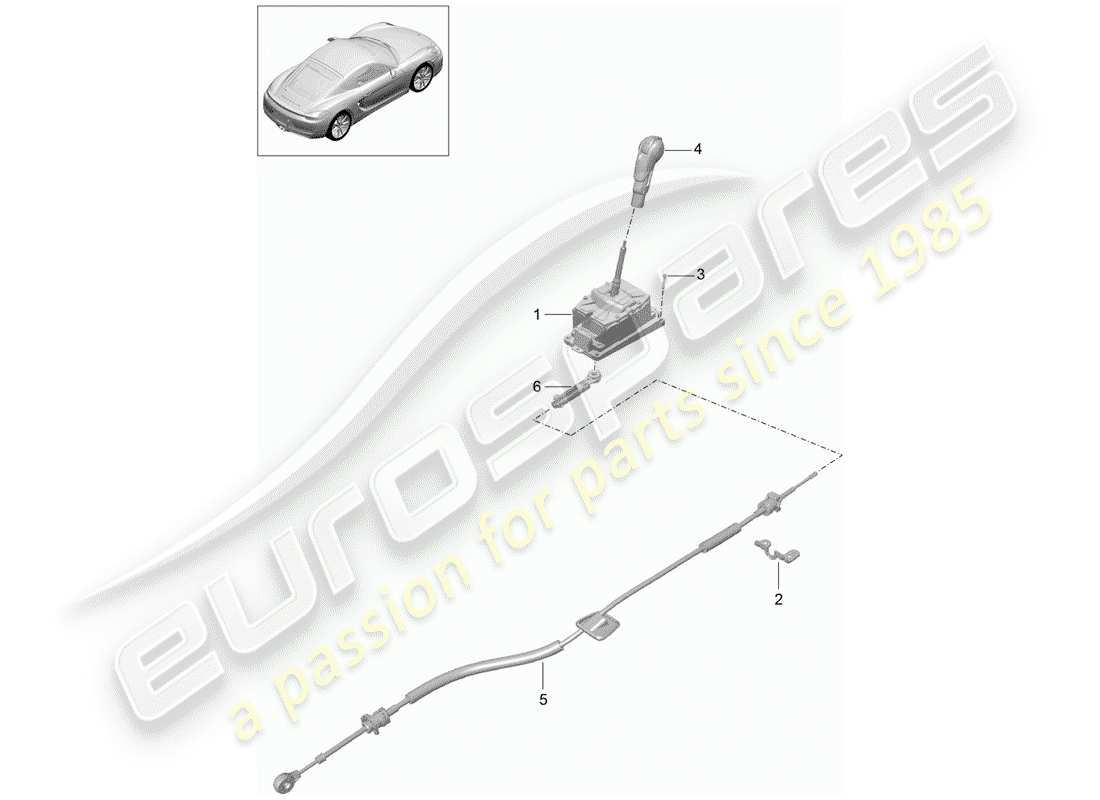 porsche 2015 (981 cayman) selector lever part diagram