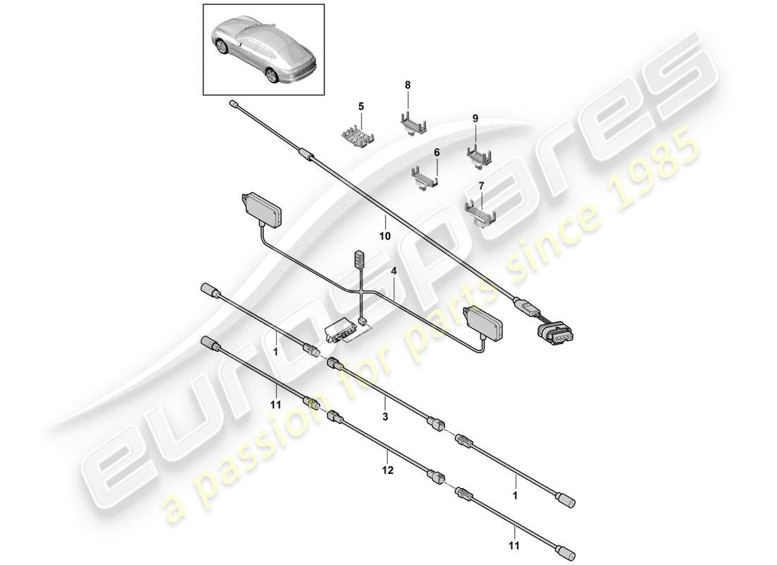 porsche 2019 (panamera 971-1) antenna connecting cable part diagram