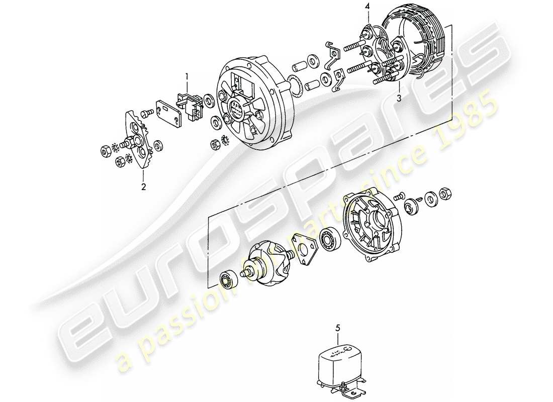 porsche 1968 (911/912) alternator - 490/900 w - d >> - mj 1968 part diagram