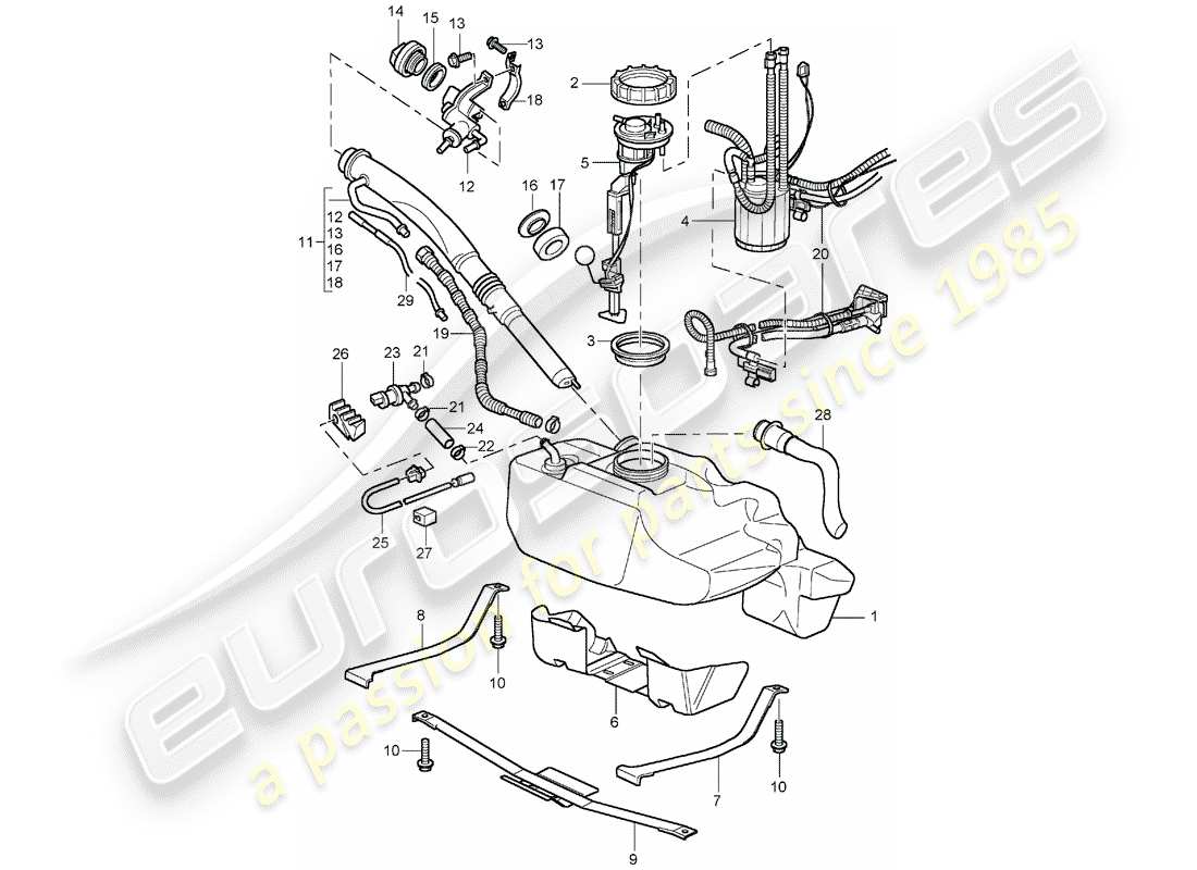 porsche 2002 (996) fuel tank part diagram