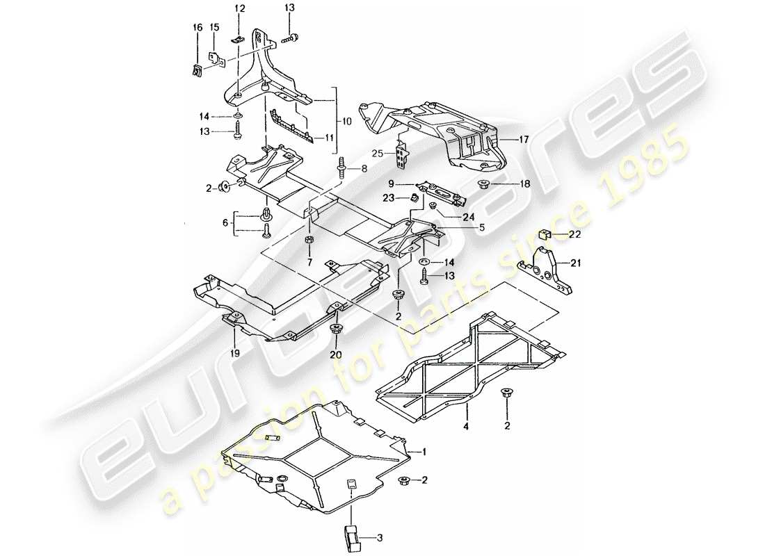 porsche 2004 (986 boxster) underbody lining part diagram
