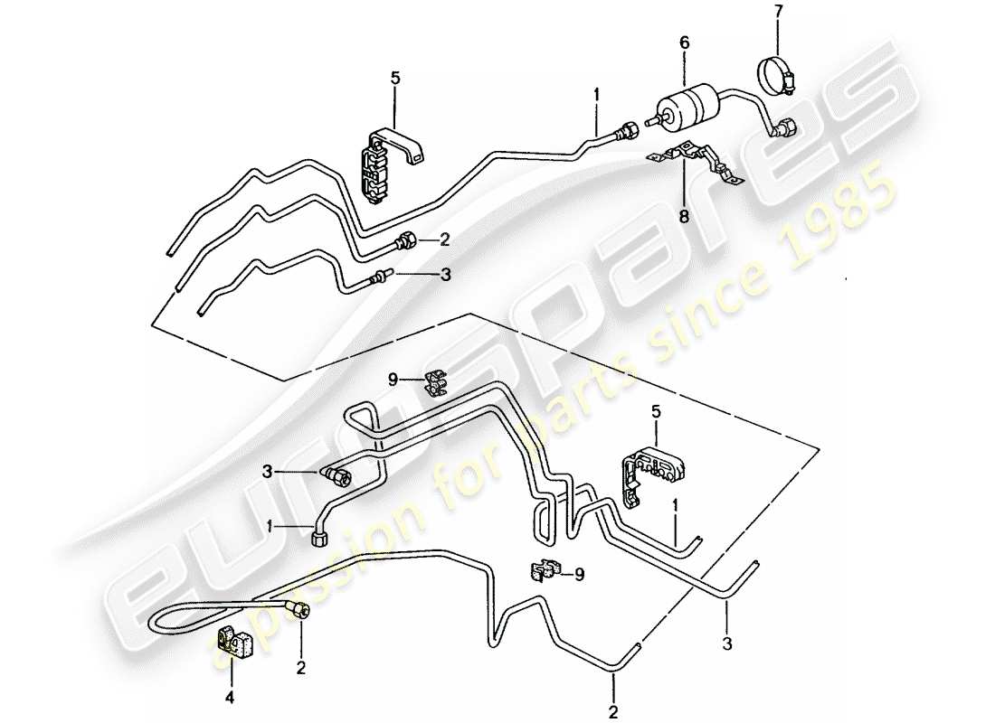 porsche 996 (2000) fuel line - fuel supply system parts diagram