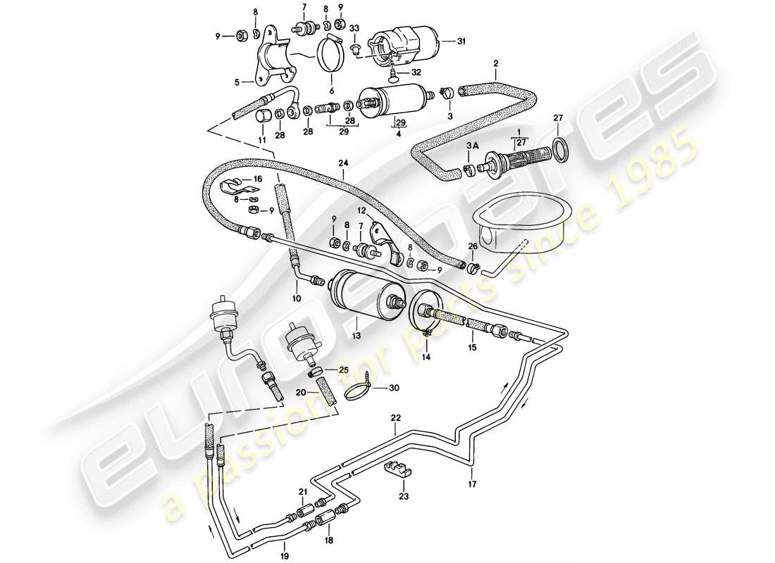 porsche 1983 (944) fuel system parts diagram