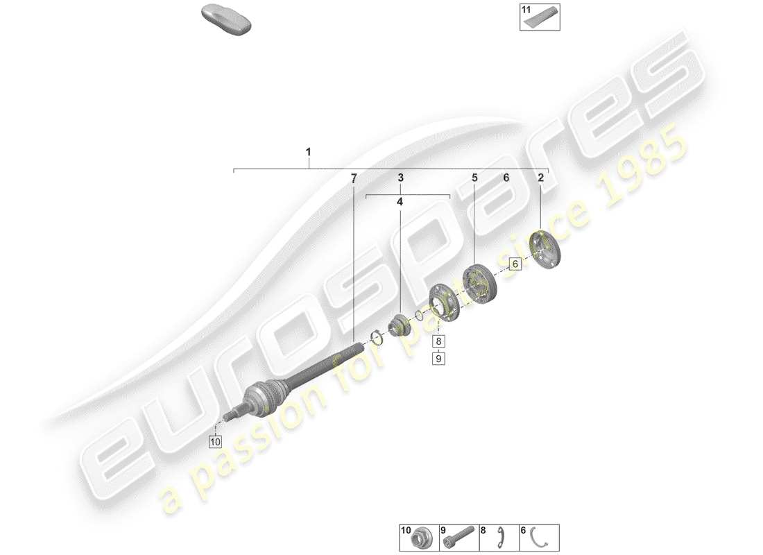 porsche 2019 (992-1) drive shaft part diagram