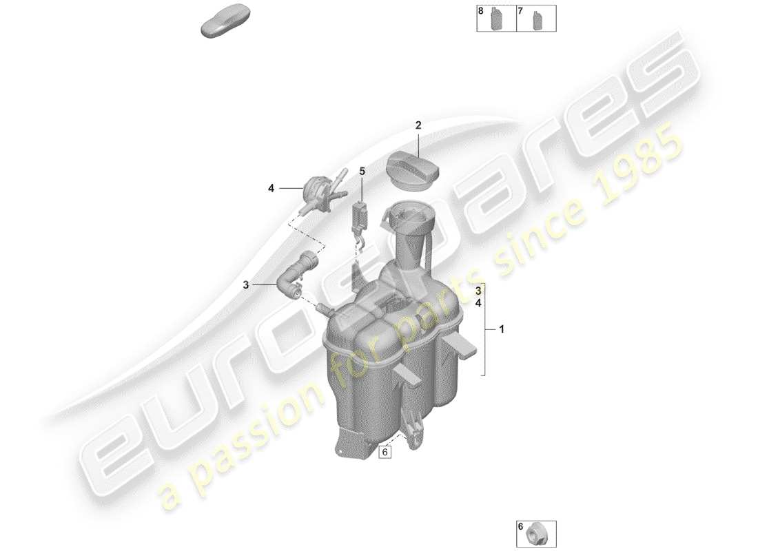 porsche 2019 (992-1) coolant expansion tank part diagram