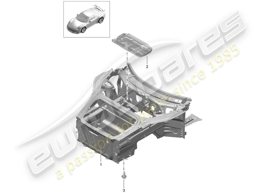 porsche 991r/gt3/rs (2014) front end parts diagram