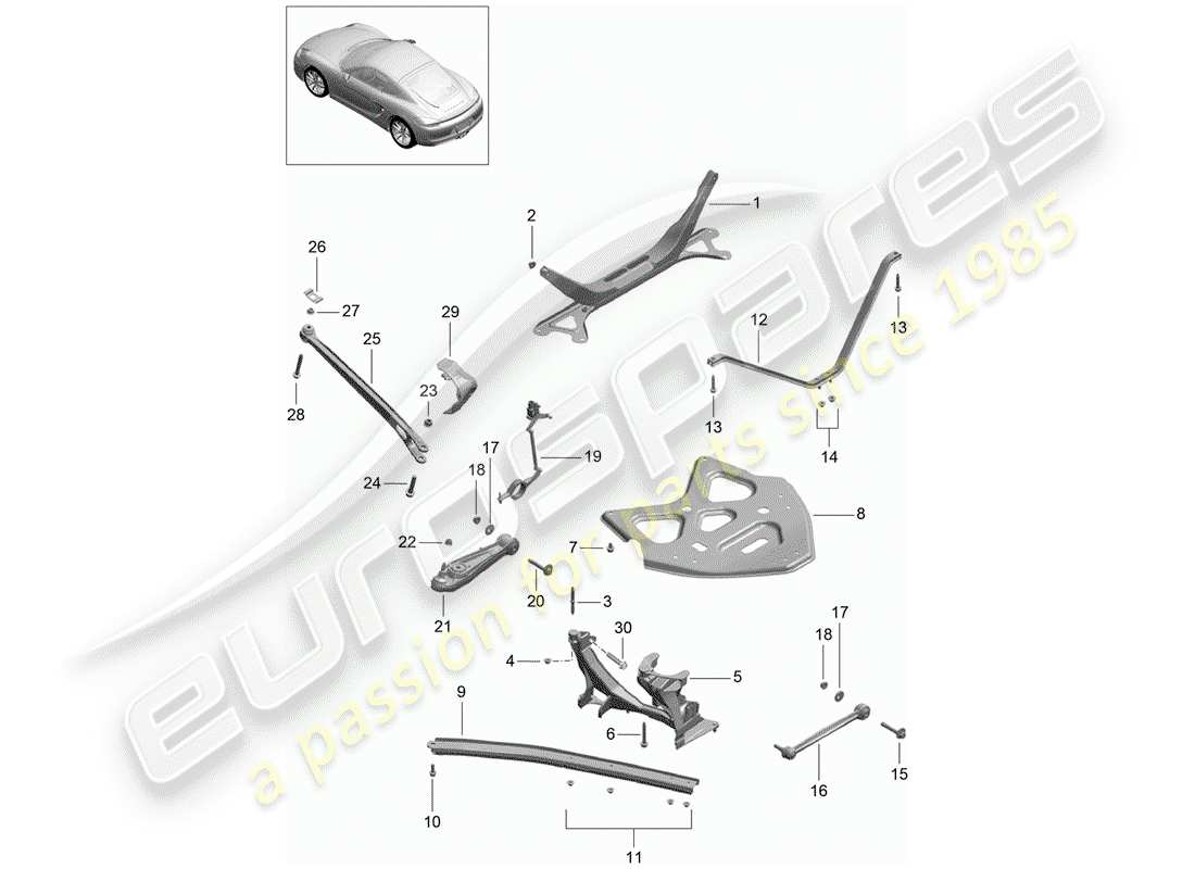 porsche 2015 (981 cayman) rear axle part diagram