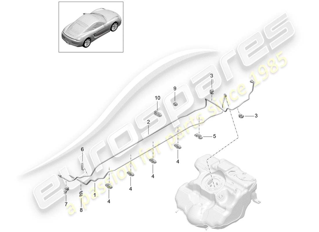 porsche cayman 981 (2014) fuel system part diagram