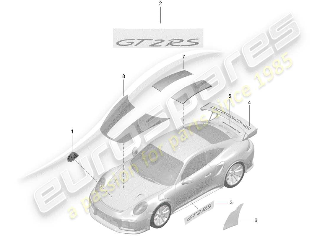porsche 2014 (991-1 turbo) nameplates part diagram
