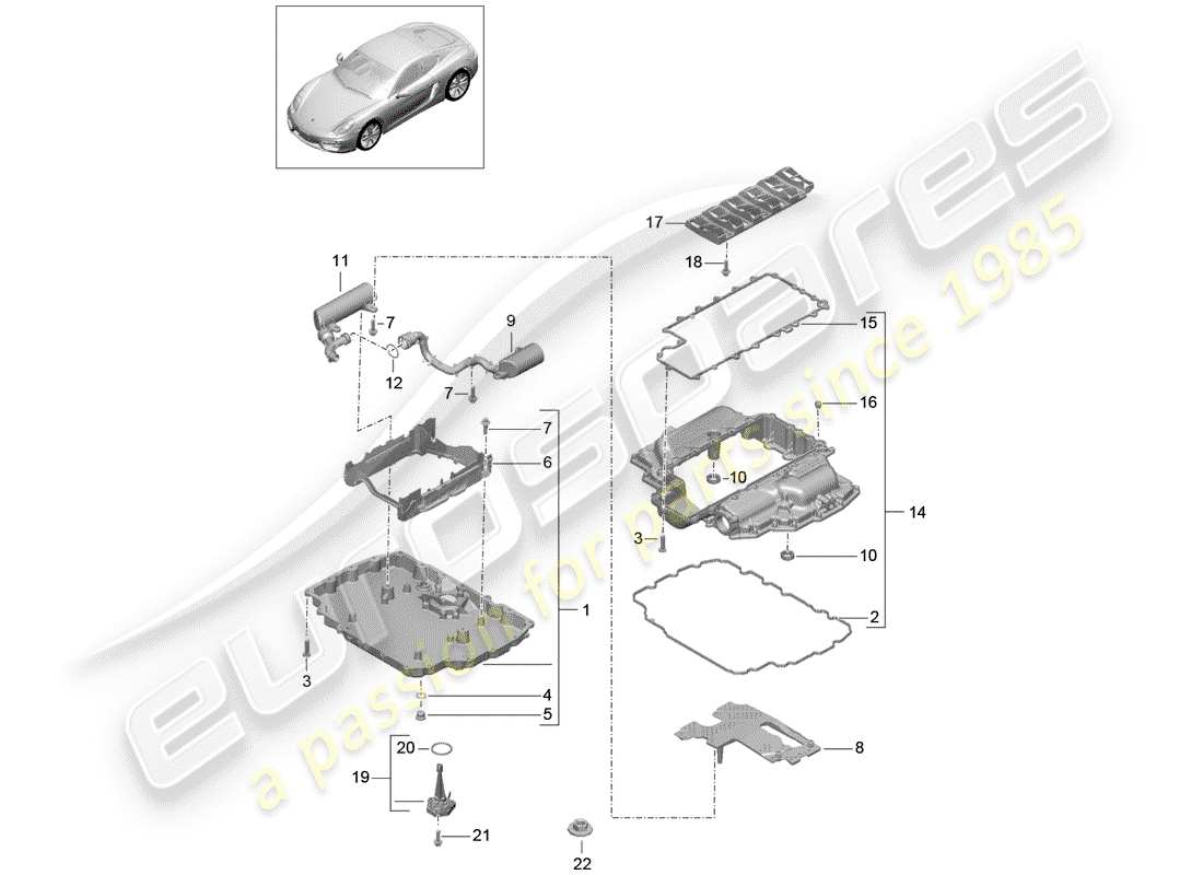 porsche cayman 981 (2014) oil pan part diagram