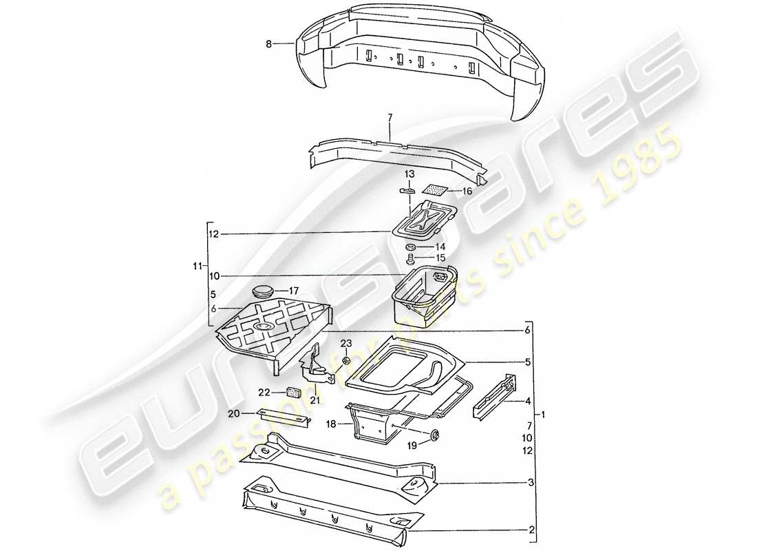 porsche 1989 (928) frame - rear end part diagram