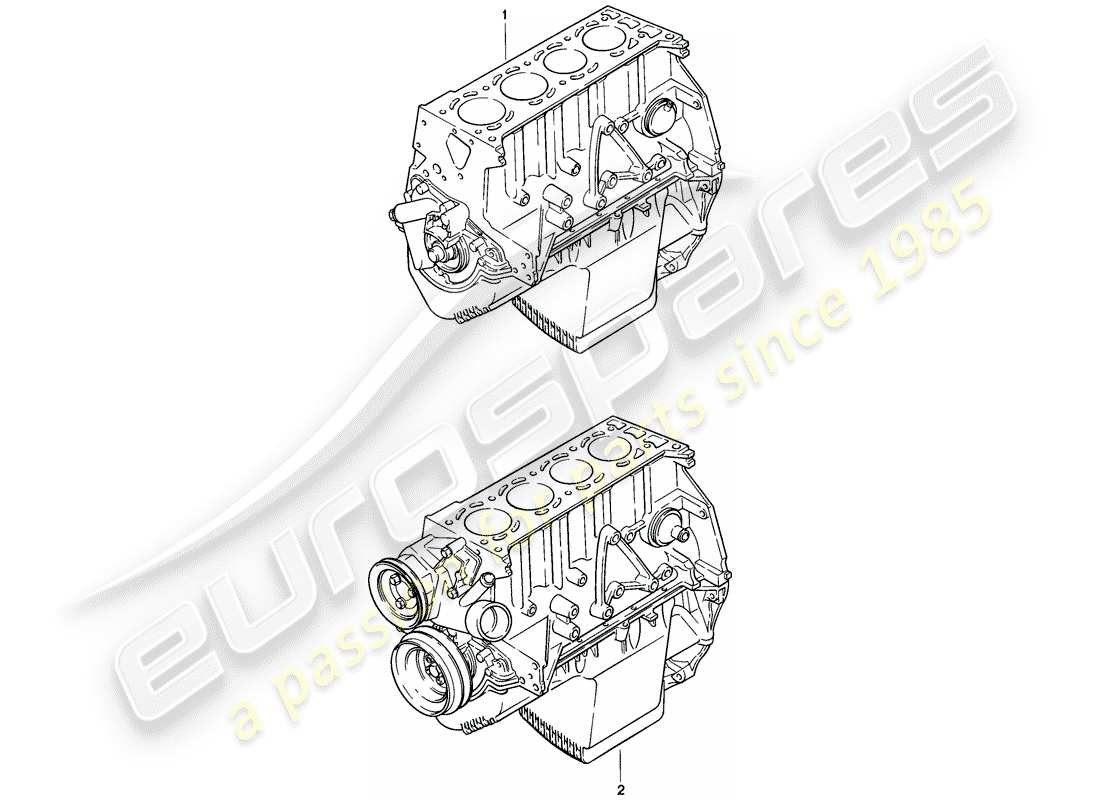 porsche 1977 (924) short engine - with: - crankshaft - piston - oil pump part diagram