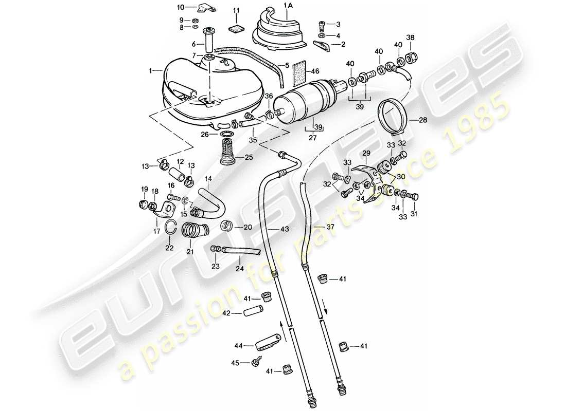 porsche 1988 (911) fuel system part diagram