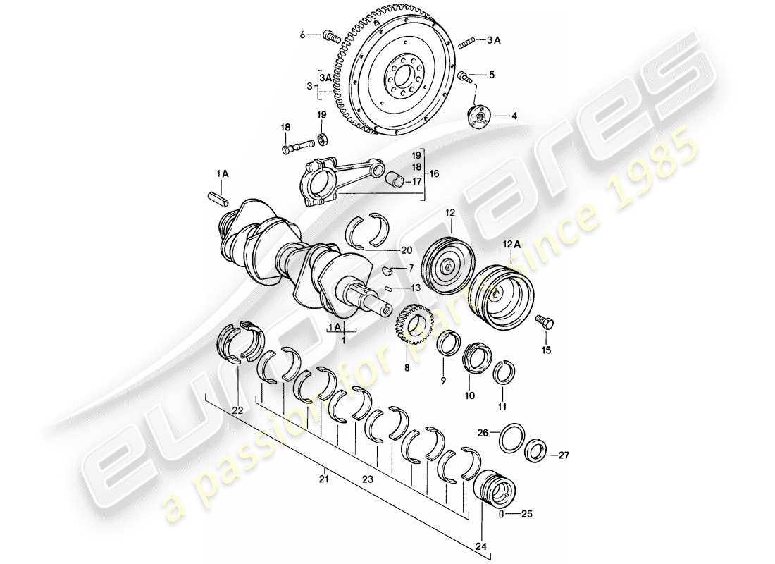 porsche 1988 (911) crankshaft part diagram