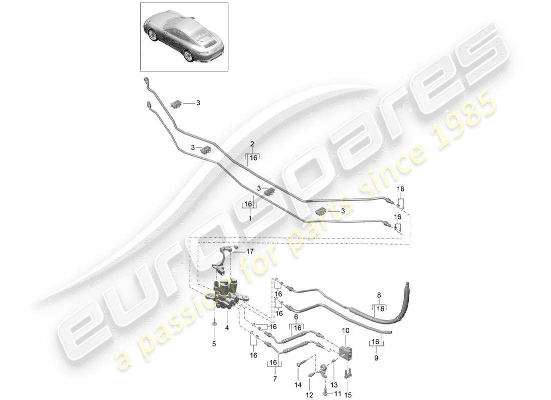 porsche 2018 (991-2) hydraulic line part diagram