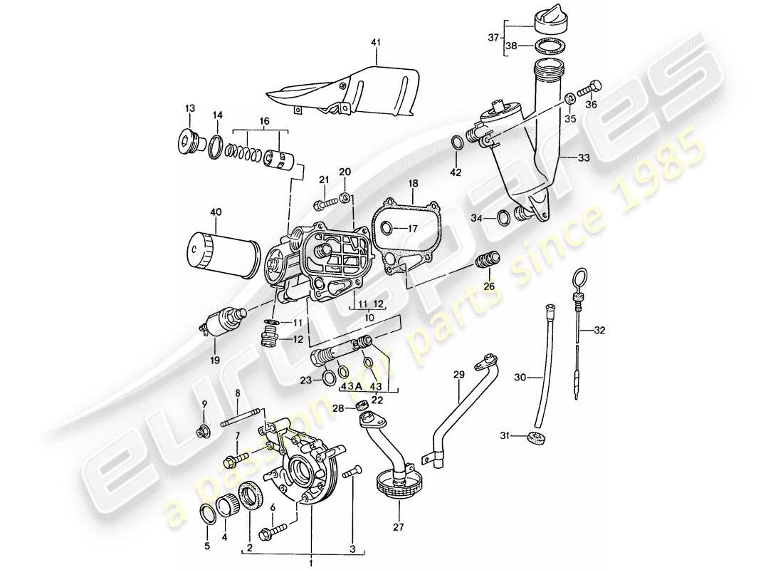 porsche 1986 (944) engine lubrication part diagram