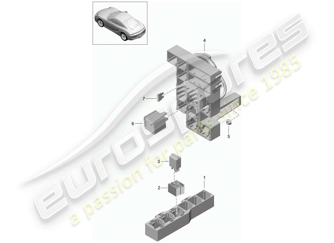 porsche 2014 (981 cayman) fuse box/relay plate part diagram