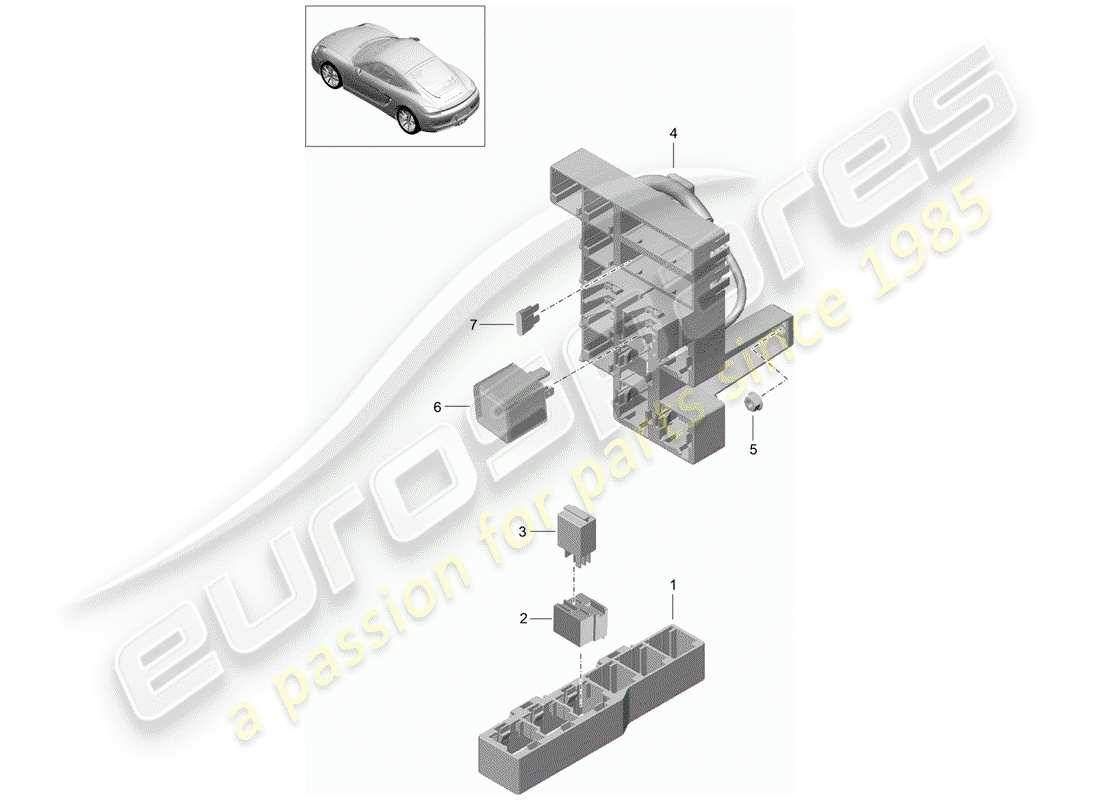 porsche cayman 981 (2014) fuse box/relay plate parts diagram