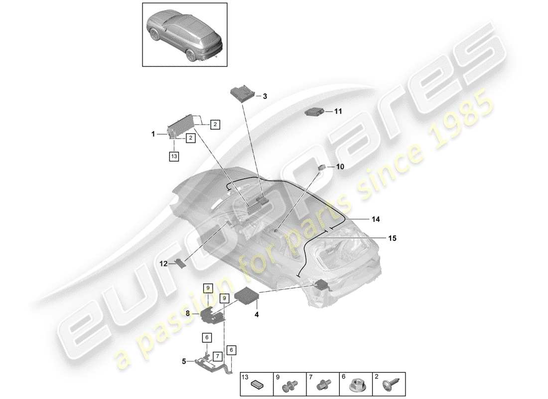 porsche 2020 (cayenne e3 9ya/9yb) display part diagram