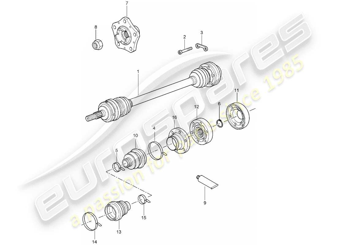 porsche 2004 (986 boxster) drive shaft - wheel hub - d - mj 2003>> part diagram