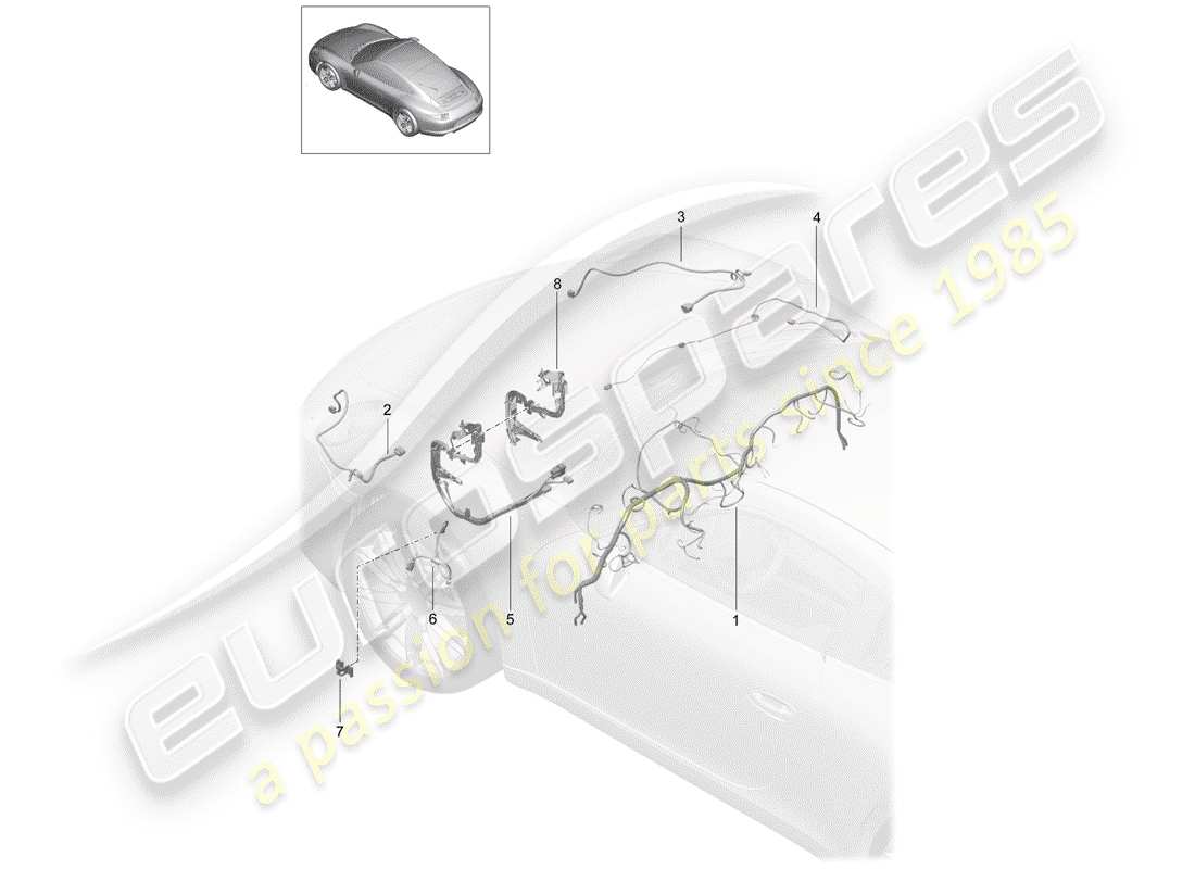 porsche 2014 (991-1) wiring harnesses part diagram