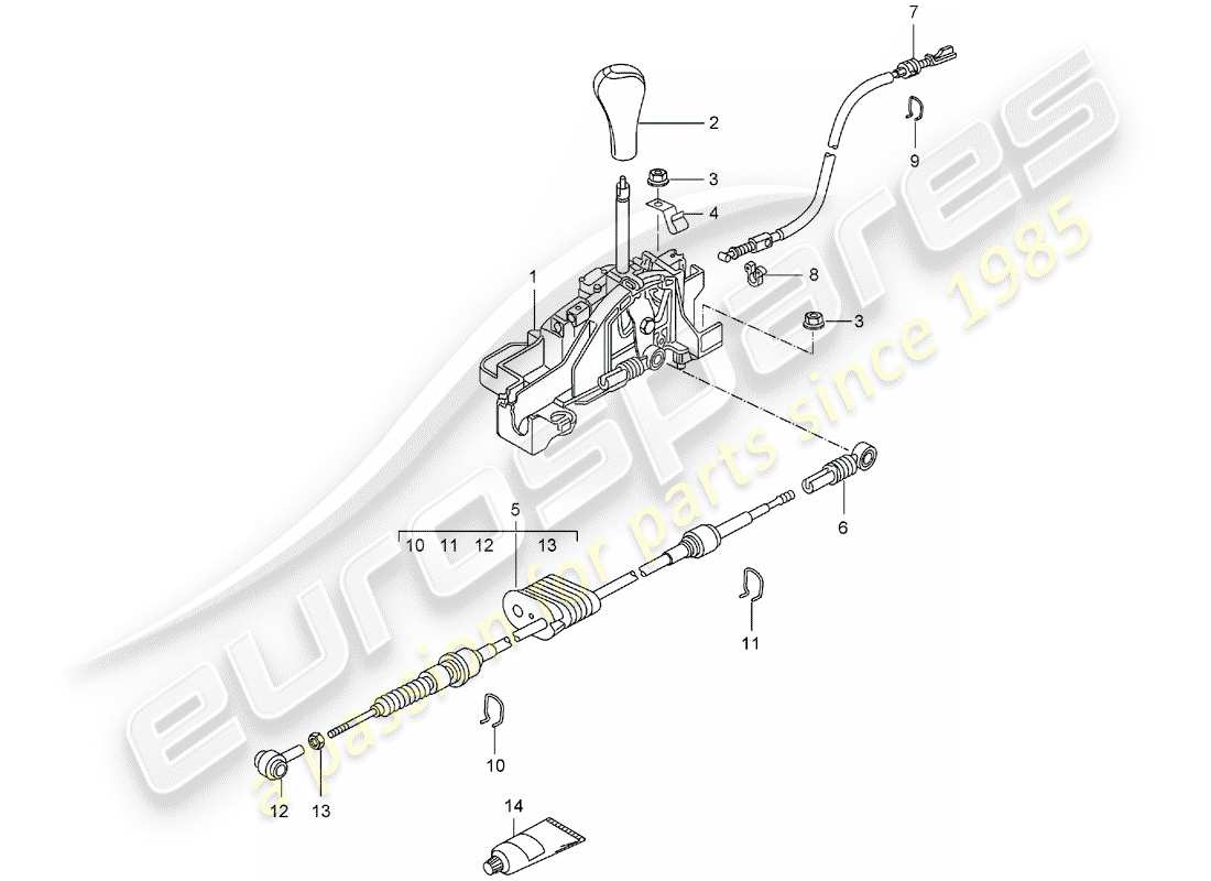 porsche 2005 (996) selector lever - tiptronic part diagram