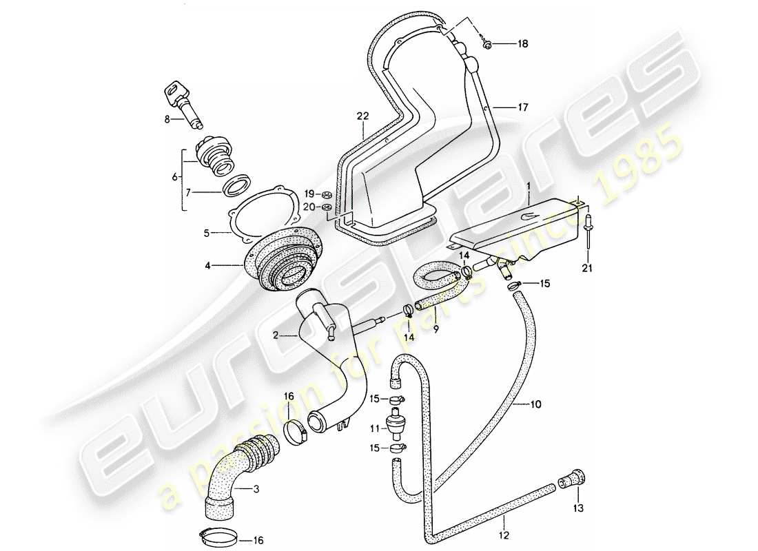 porsche 1995 (968) filler neck parts diagram
