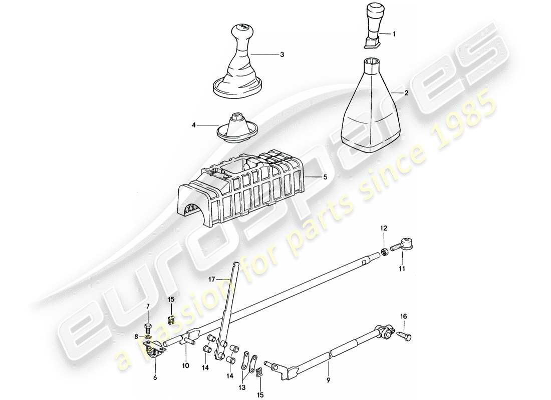 porsche 1978 (924) shift mechanism - manual gearbox part diagram