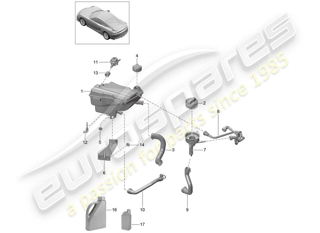 porsche 2016 (981 cayman gt4) water cooling 3 part diagram