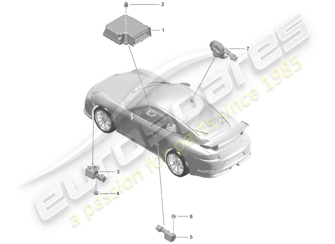 porsche 2014 (991-1 r/gt3/rs) electronic control module part diagram