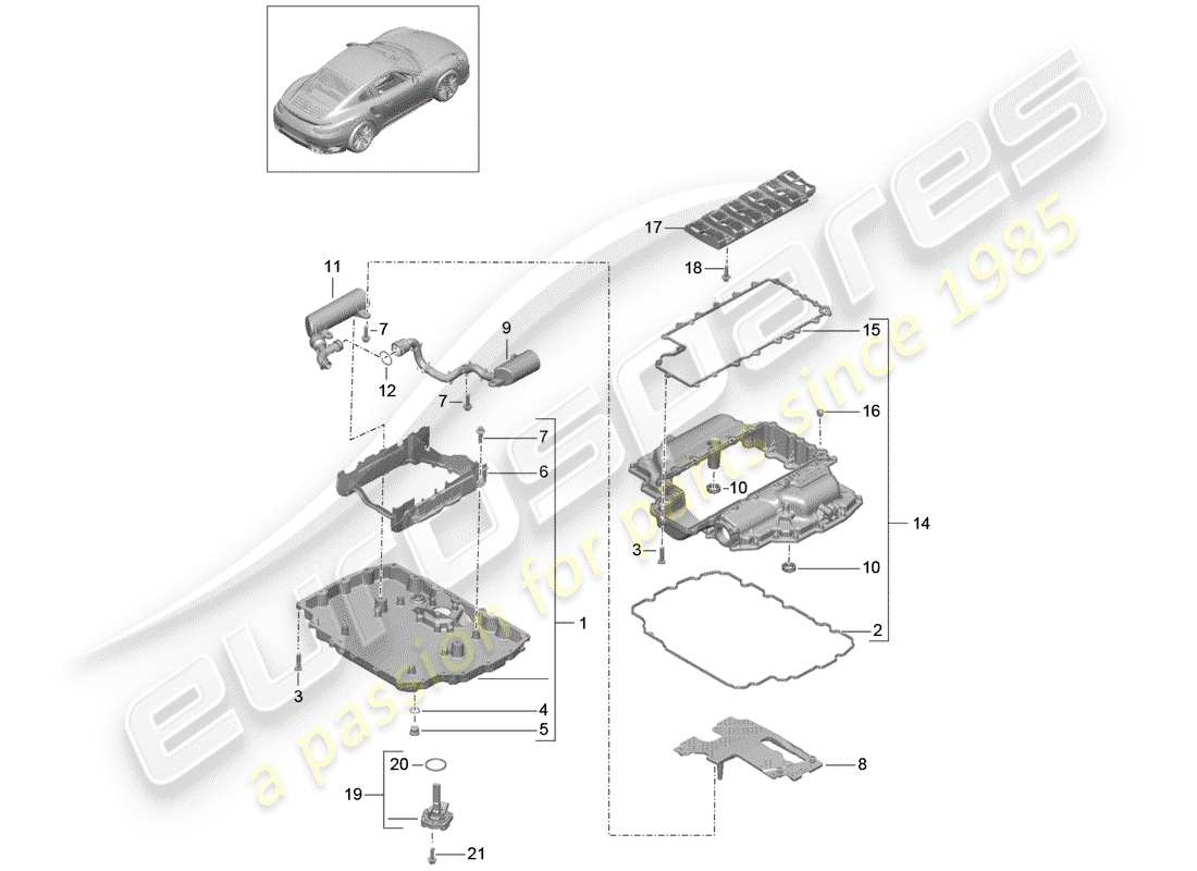 porsche 2019 (991-2 turbo) oil pan part diagram