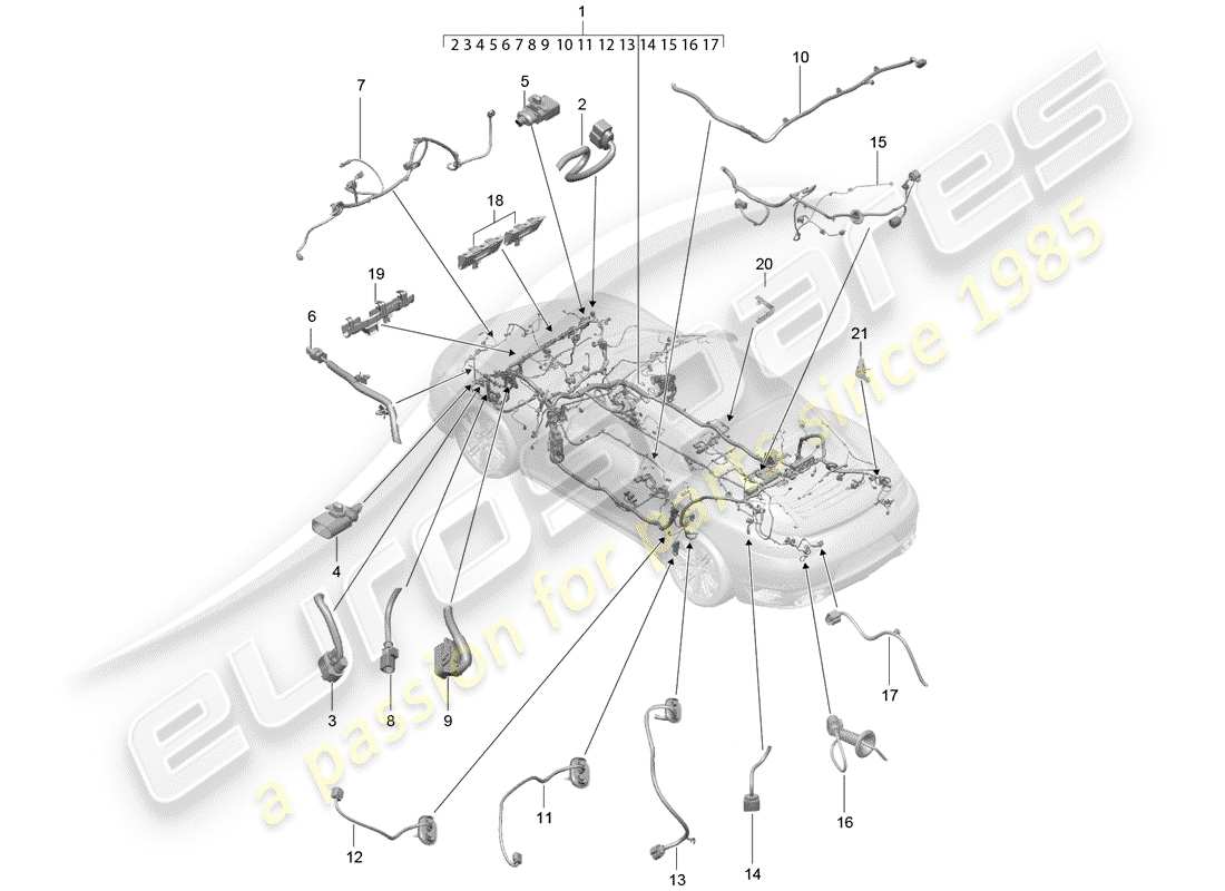 porsche 2014 (991-1 turbo) wiring harnesses part diagram