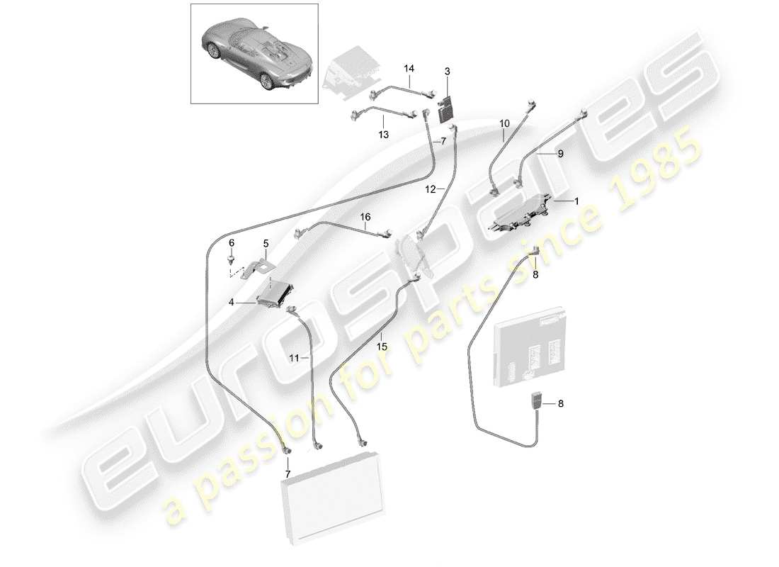 porsche 2015 (918 spyder) antenna booster part diagram