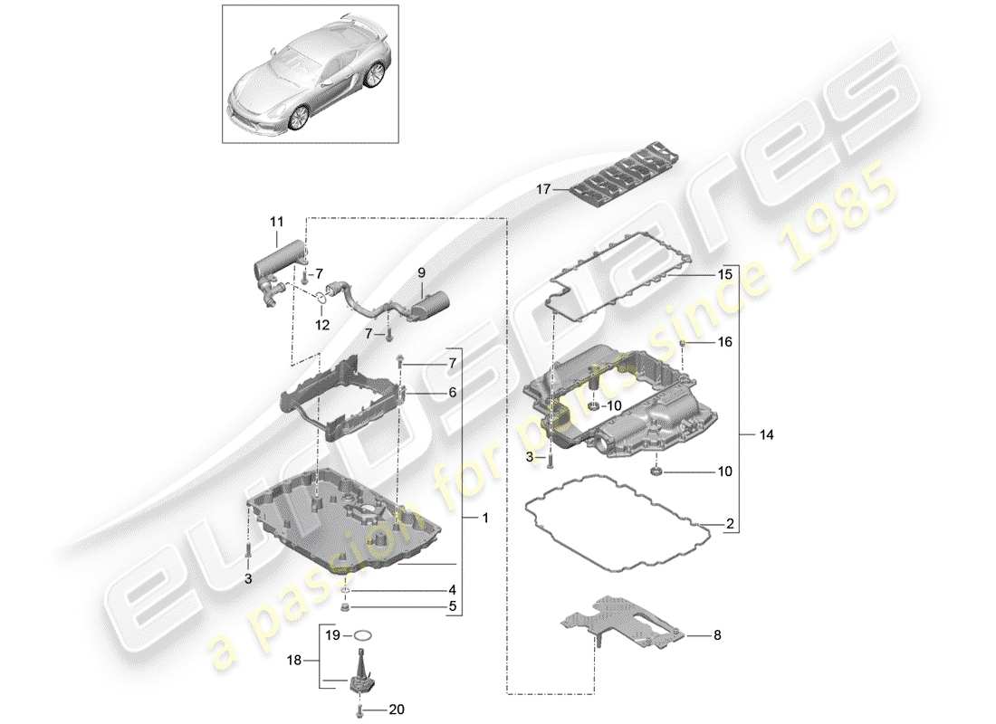 porsche 2016 (981 cayman gt4) oil pan part diagram