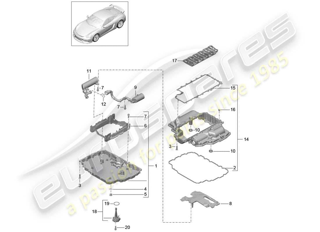 porsche cayman gt4 (2016) oil pan parts diagram