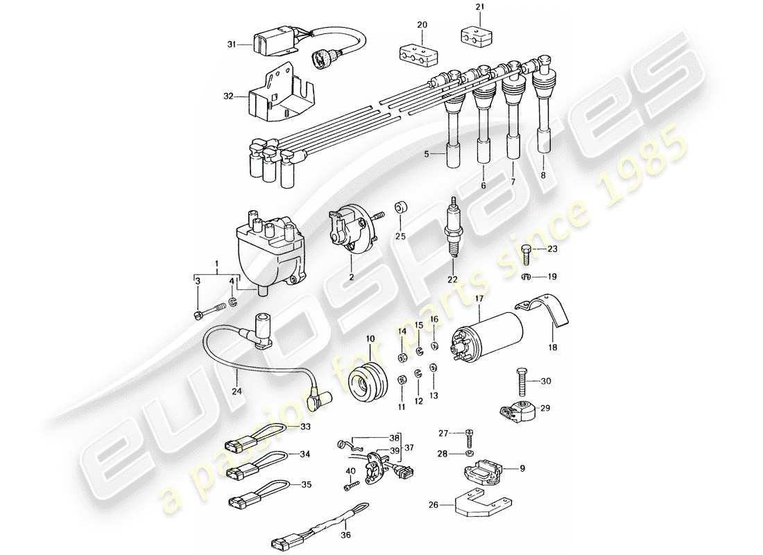 porsche 1986 (944) engine electrics 1 part diagram