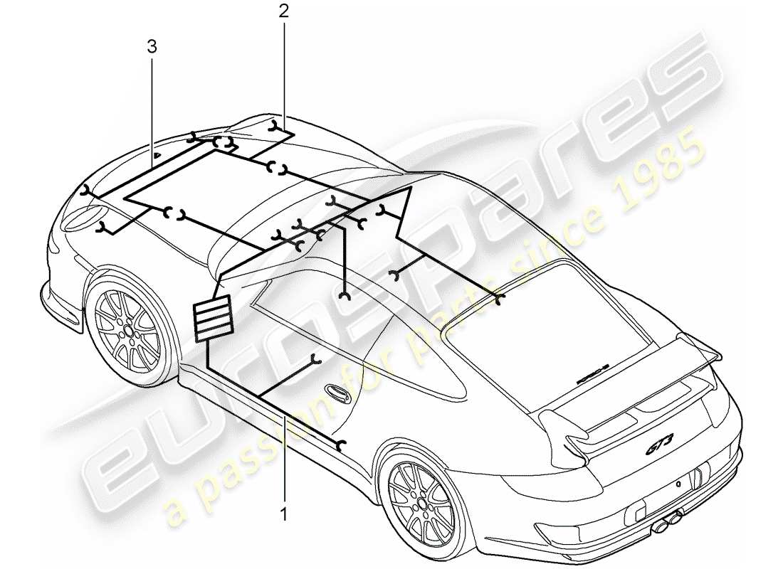 porsche 2010 (997-2 gt3) wiring harnesses part diagram