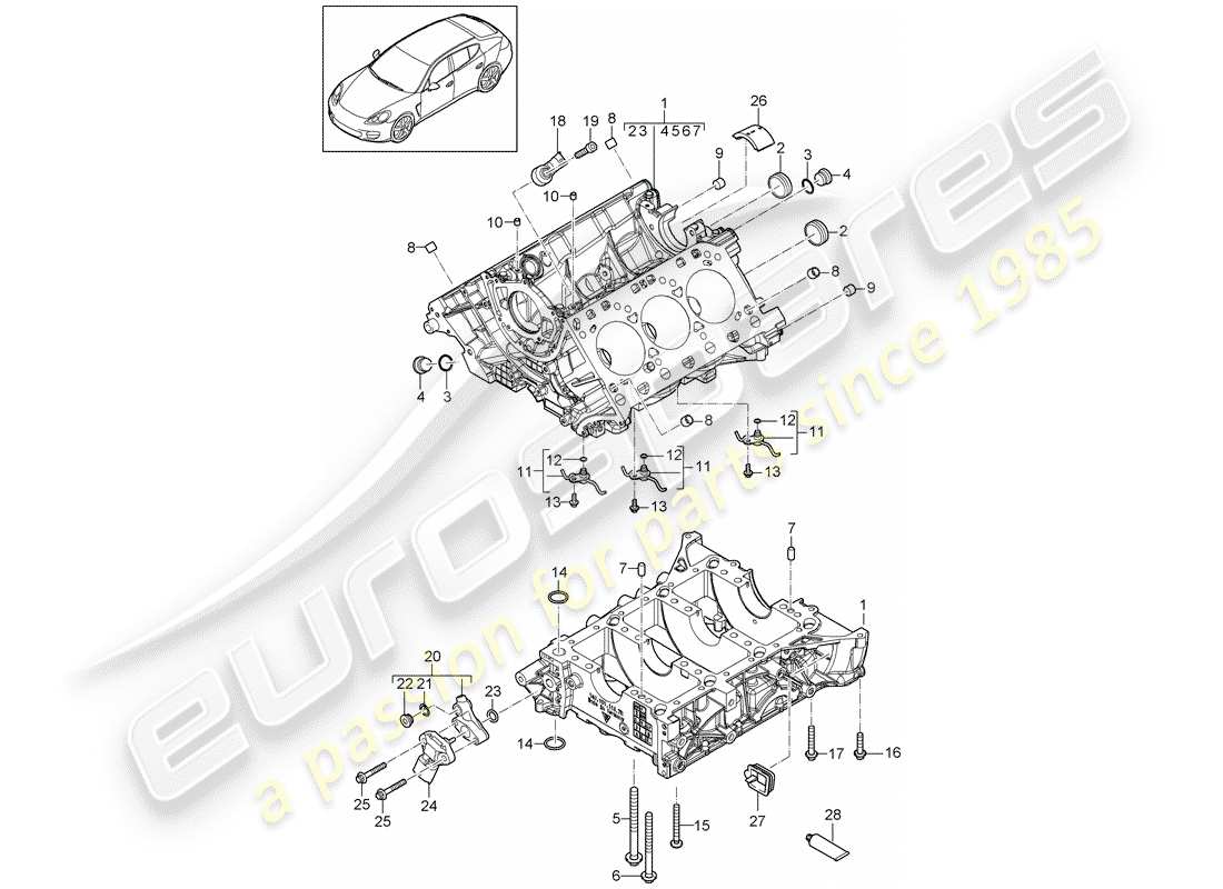 porsche 2015 (panamera 970) crankcase part diagram