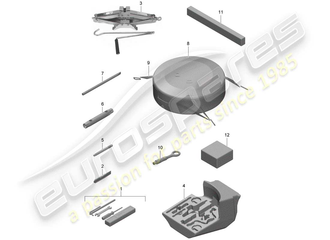porsche 991r/gt3/rs (2014) tool parts diagram