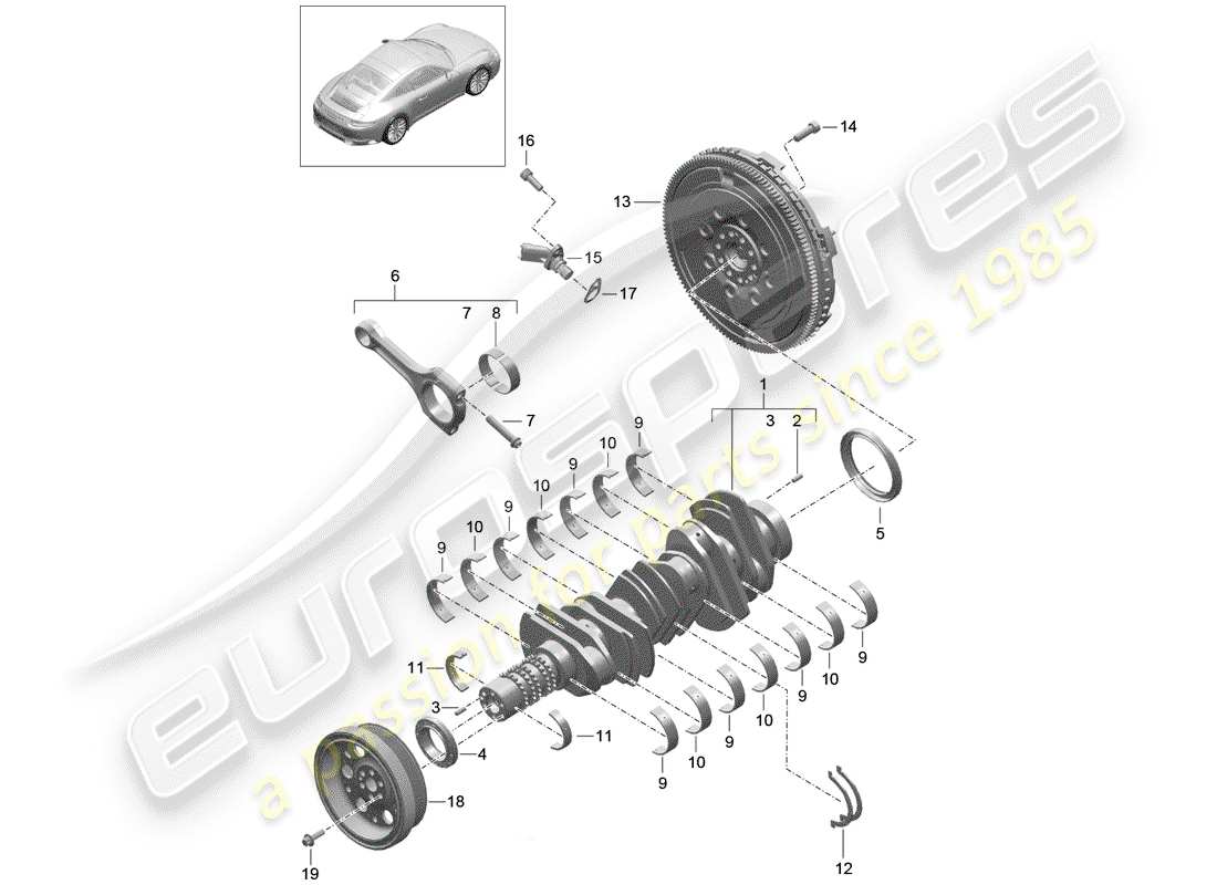 porsche 2017 (991-2) crankshaft part diagram